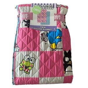 Hello Kitty & Friends Twin Quilted Blanket Pink Blue Reversible New NWT